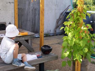 Henri lisant au jardin | Henri reading in the garden